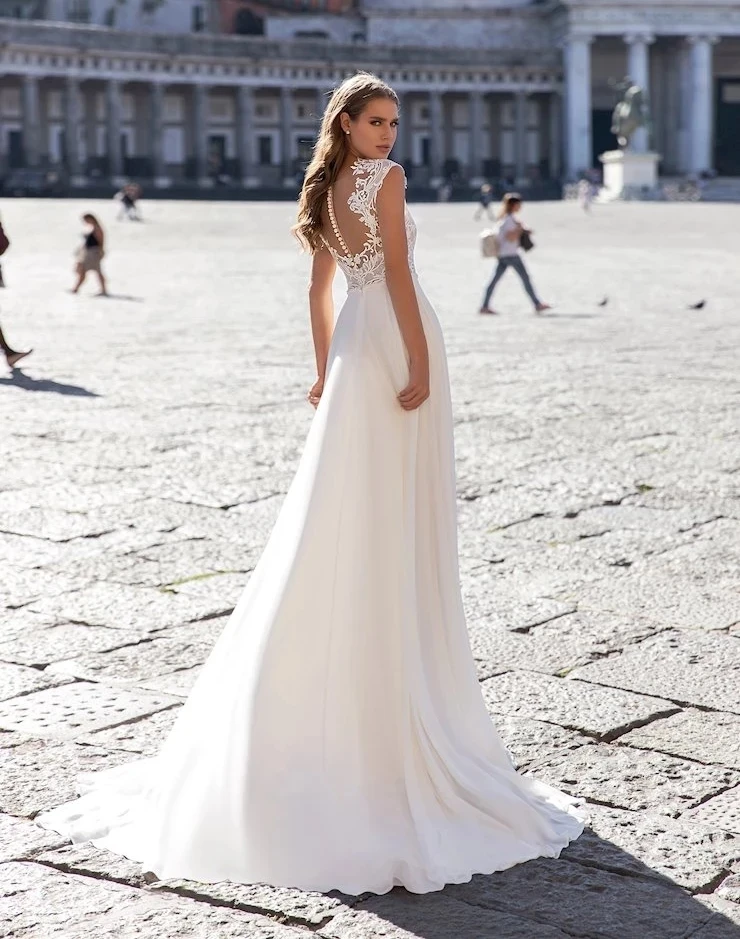Boho Wedding Dresses Long Chiffon with Lace Appliques Scoop Cap Sleeves Bohemian Beach Bridal Gown Simple Robe de Mariage Ivory | Свадьбы и