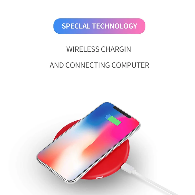Portable Lighted Makeup Mirror with Wireless Charger for IOS and Android Phone,Vanity Mirrors with LED Lights
