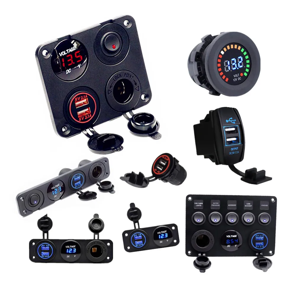 Водонепроницаемое автомобильное зарядное устройство 12 В 24 Вольтметр