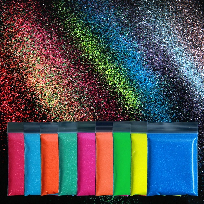 

10g Colorful Nail Glitter Blue Pink Yellow Shiny Candy Powder Sugar Glitter Design For Nails Art Manicure DIY Decorations 0.2mm