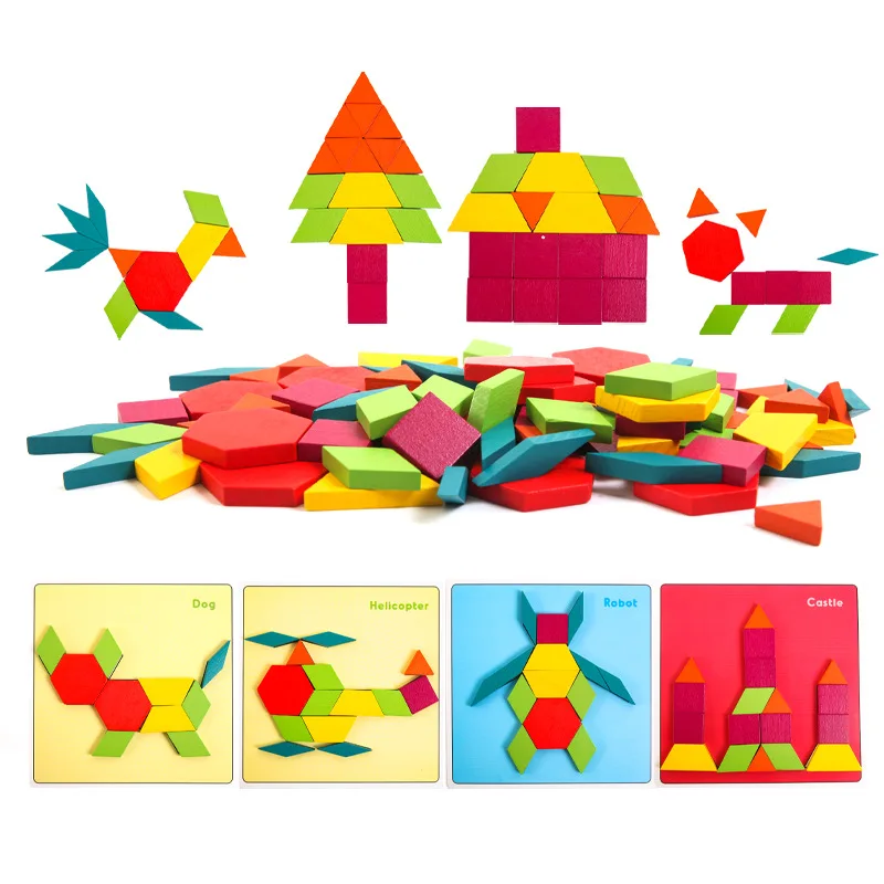 Tangram пазл доска деревянная головоломка креативные забавные игрушки для детей