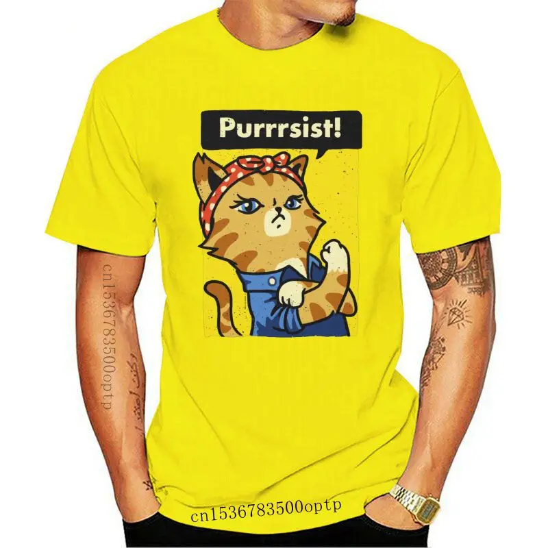 

Дизайнерская футболка Purrsist, Женская кошачья Феминистская Подарочная Винтажная Футболка kit4, футболка для взрослых и детей, хлопковая улична...