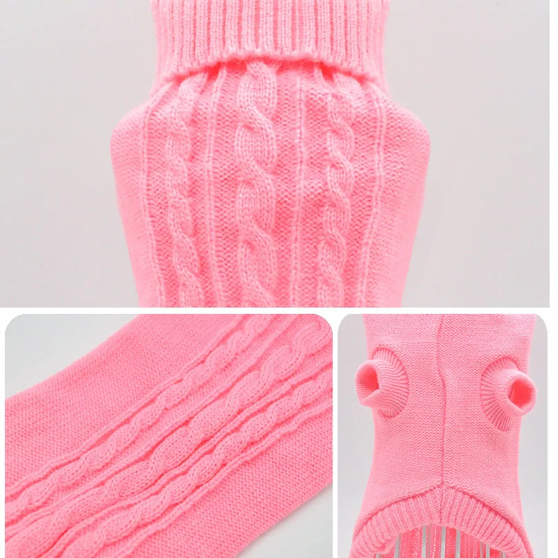 Свитер для питомца на осень и зиму теплая однотонная водолазка с высоким