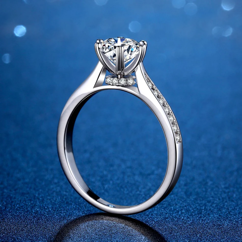 

Clever Rotating Design Moissanite Claw Set 925 Sterling Silver Diamond Ring For Women Wedding Luxury Jewelry Gift Customization