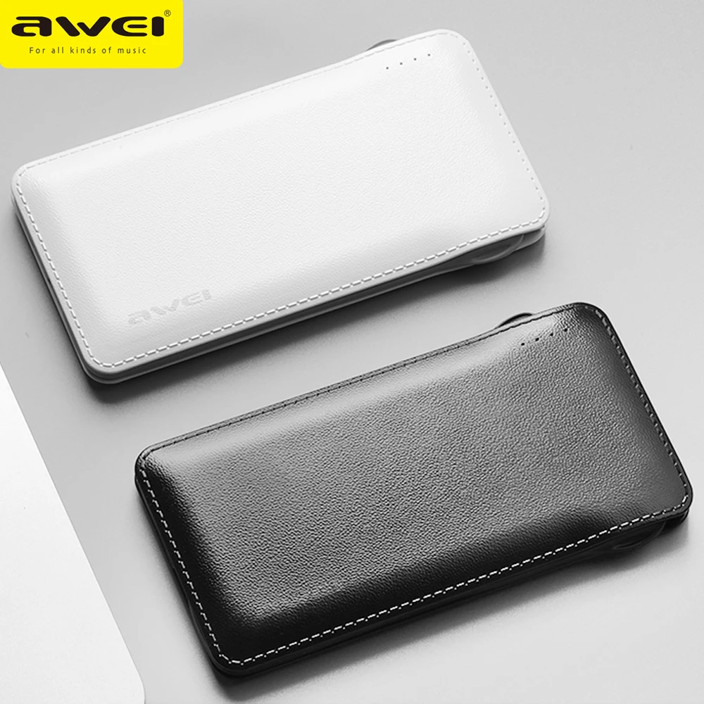 

AWEI P51K Power Bank Portable Powerbank 10000mAh External Battery Built in Lightning Type C Micro Cable for Xiaomi Poverbank