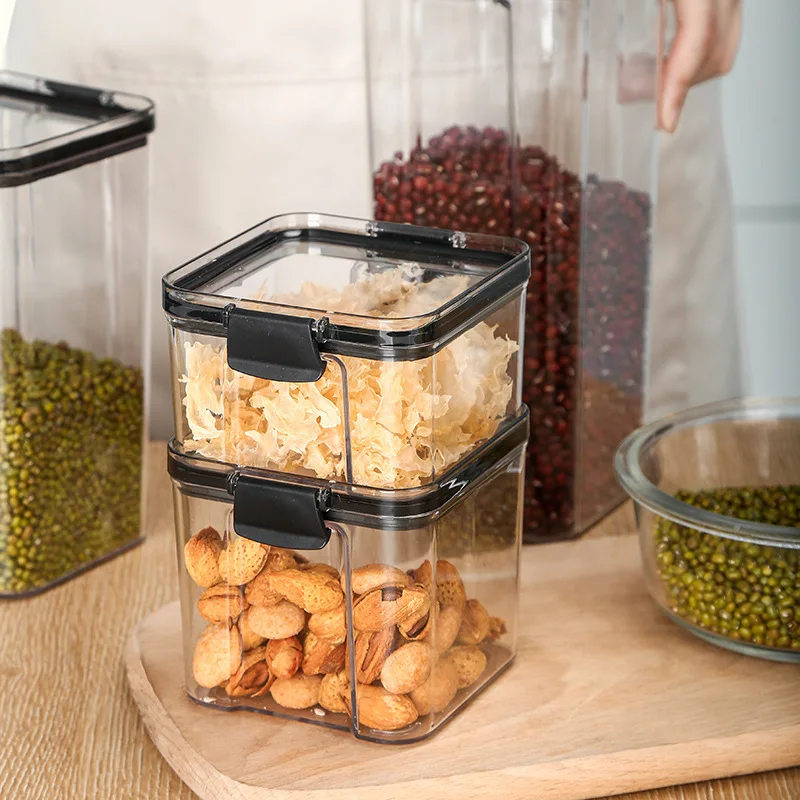 

460-1800ML PET Food Storage Container Plastic Kitchen Refrigerator Noodle Box Multigrain Storage Tank Transparent Sealed Cans