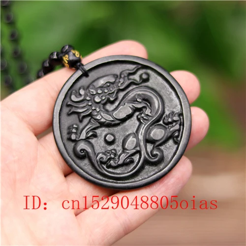 Натуральный черный зеленый китайский Нефритовый Дракон Подвеска бусины