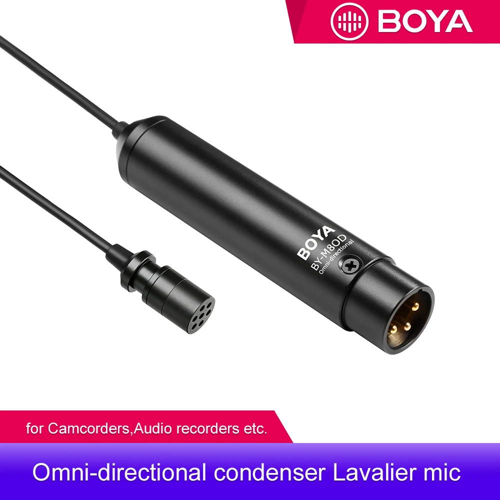 

BOYA BY-M8OD Microphone Clip-On Omnidirectional 3-pin Mic for Canon Sony Panasonic Camcorders Youtube Audio Recorders