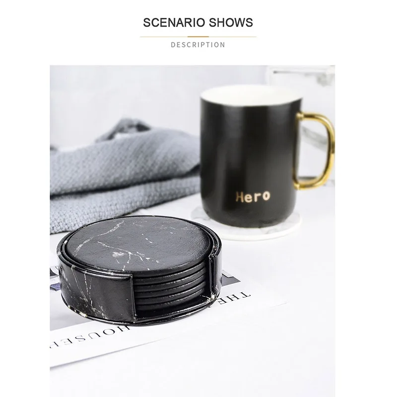 6 шт. Мраморная Подставка для стаканов чайная подставка столовые приборы