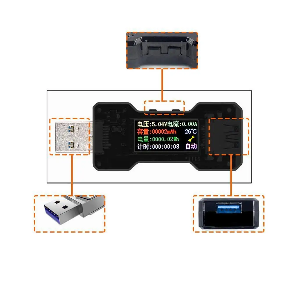 

USB tester DC Digital voltmeter amperimetro current voltage meter amp volt ammeter detector power bank charger indicator FNB18
