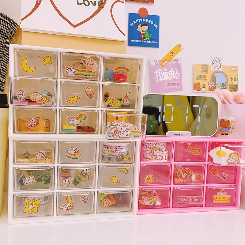 

Girls Ins 9 Grids Dust-proof Drawer Storage Box Desktop Office Stationery Organizer Box Jewelry Account Cosmetic Desk Storage