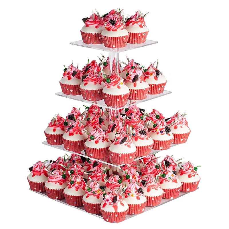 

4 Tier Acrylic Wedding Crystal Cup Cake Display Shelf Cupcake Holder Plate Birthday Party Decoration Stands