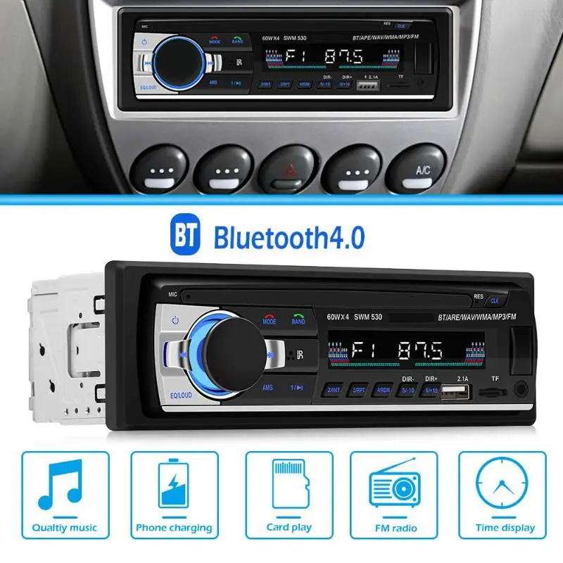 Автомагнитола 1Din12V стереомагнитола с Bluetooth mp3-плеер USB SD AUX вход автоаудио