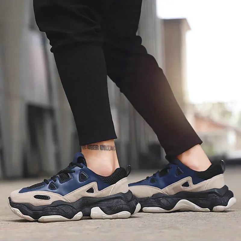 Новые осенние мужские дышащие кроссовки для бега спортивная обувь из сетчатого