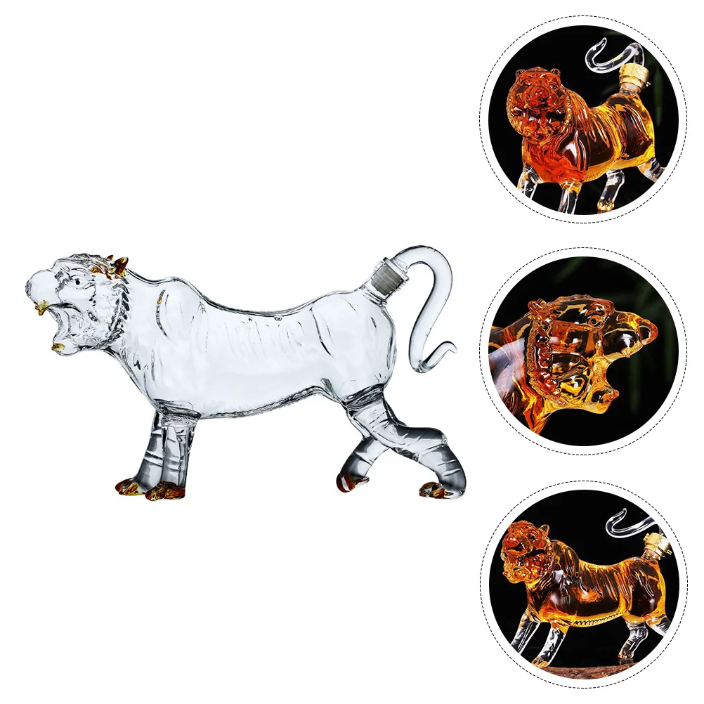 

1Pc Household Bottle Tiger Design Bottle Transparent Glass Bottle