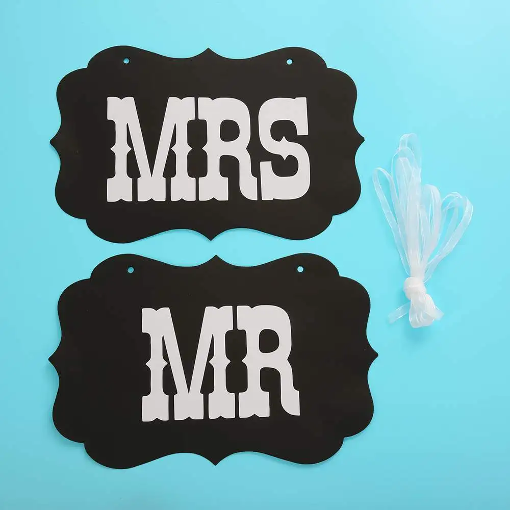 DIY черный Mr Mrs бумажная доска + лента знак фото стенд реквизит свадебные украшения