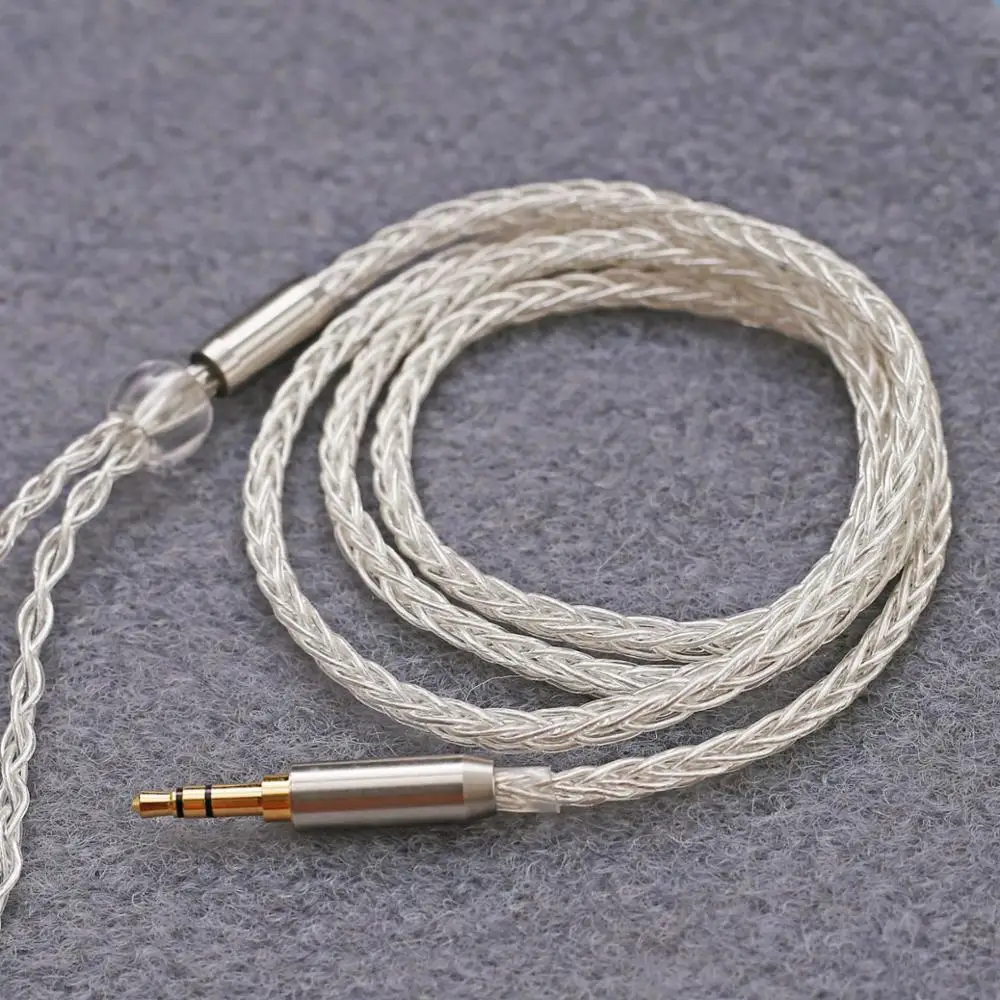 

3.5mm MMCX HiFi Headphone Audio Cable 8 Strand Pure Copper Silver Plated Cable Mix Braided Audiophile Upgrading Cable