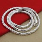 Серебряная цепь змейка для мужчин и женщин, ожерелье из стерлингового серебра 925 пробы, ювелирное изделие, 4 мм, 50 см