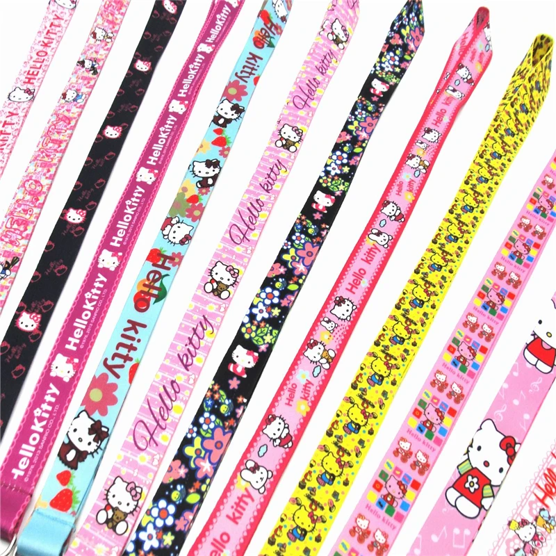 

New color small cat neck lanyard keychain ID card gym mobile phone belt USB badge clip DIY sling