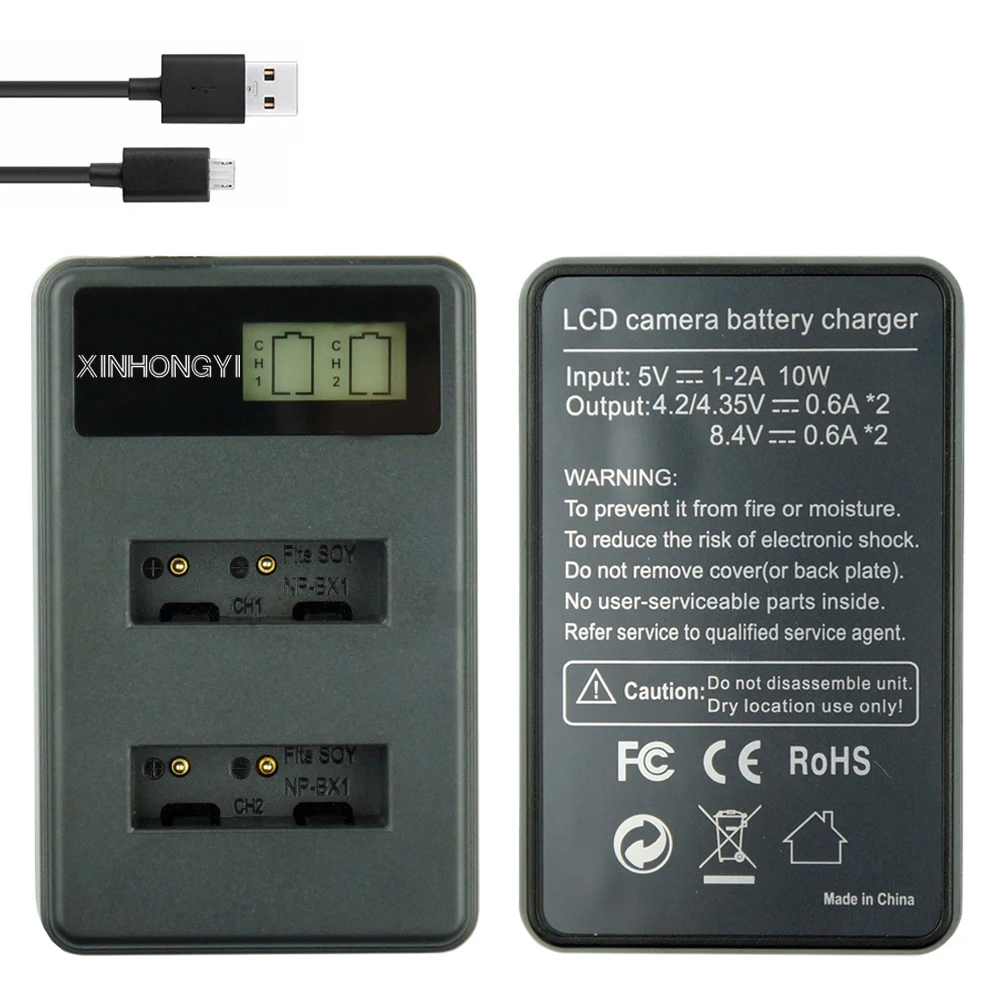 

NP-BX1 battery Charger NP BX1 bateria LCD Display Dual USB Charger for Sony DSC-RX100 RX1 HDR-AS15 AS10 HX300 WX300