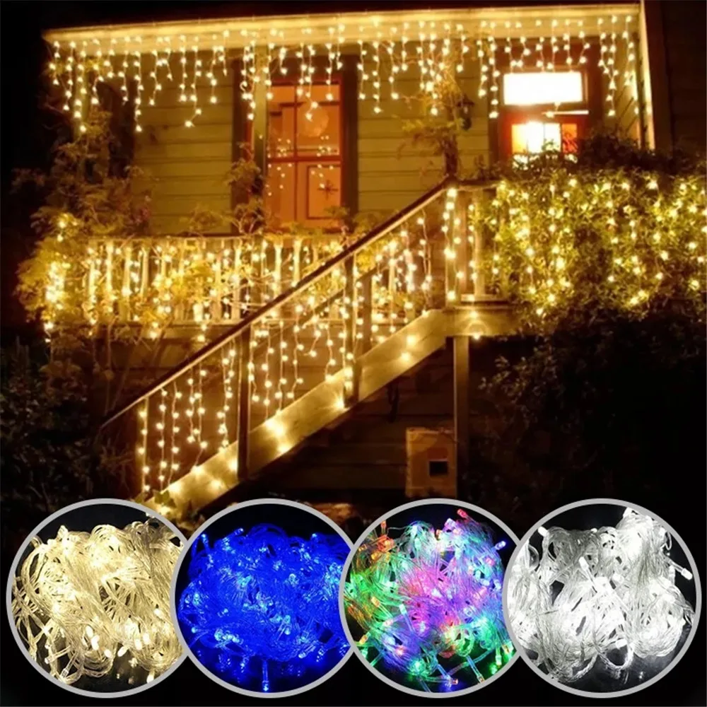 Christmas Lights Led Curtain Icicle String 5M Droop 0.4-0.6m Waterfall Outdoor Decoration For Party Garden Home Wedding | Лампы и