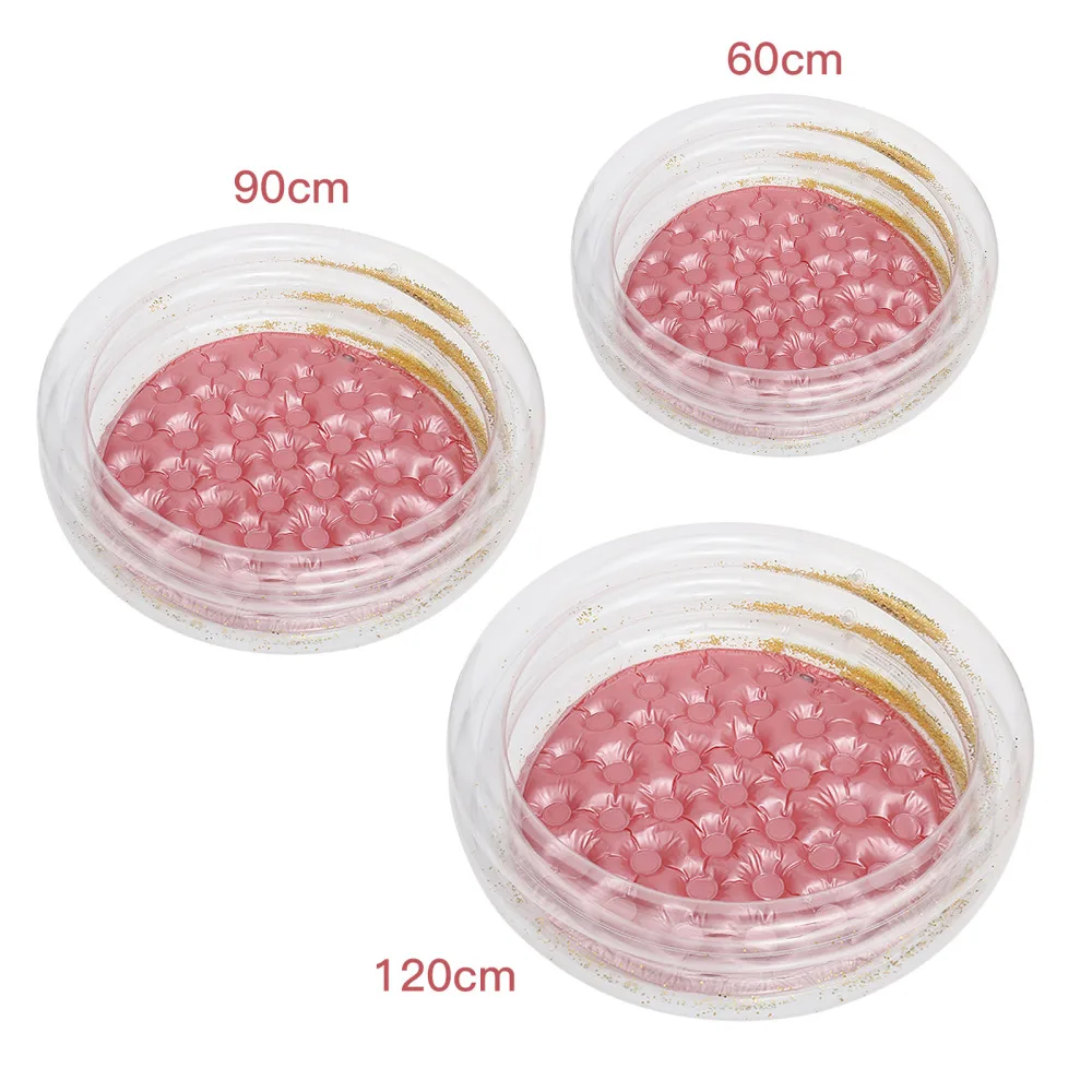 Надувной бассейн с блестками детский большой розовый для девочек Круглый