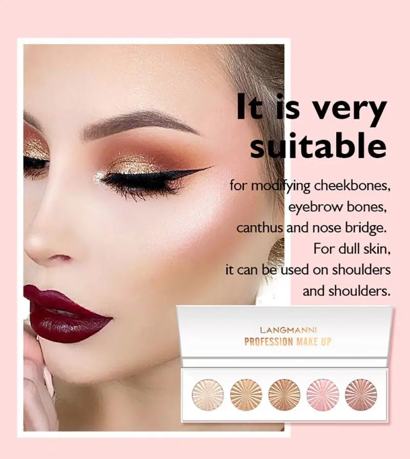 5 Highlighter Facial Bronzers Palette Makeup Glow Face Contour Shimmer Powder Illuminator Highlight Cosmetics Beauty Tools TSLM1 |