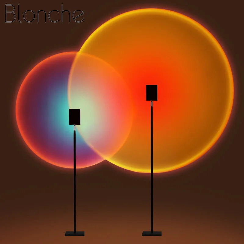

Sunset Projection Lamp Rainbow Atmosphere Floor Lamp Bedroom Living Room Club LED Background Wall Decor Colorful Stand Light