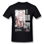 Футболка аниме Zero Two Darling In The Franxx, хлопковая Футболка оверсайз в стиле Харадзюку с коротким рукавом, под заказ, футболки