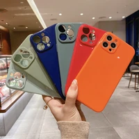 slim solid candy color phone case for iphone 12 11 13 pro x xs max xr se 2020 7 8 plus shockproof glossy back soft cover shell