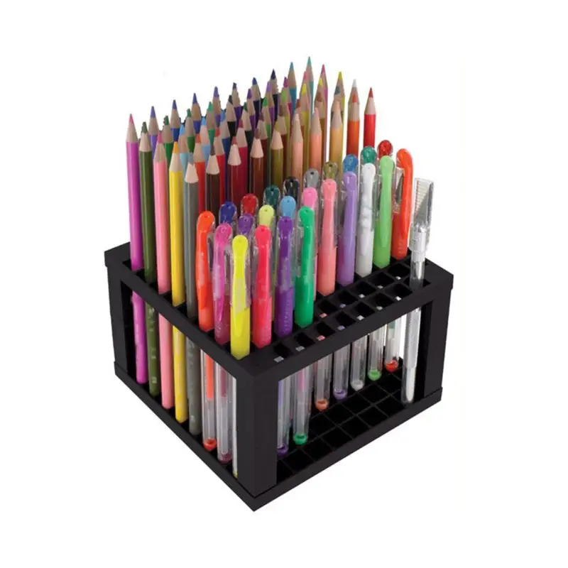 96 Hole Pencil &amp Brush Holder Desk Stand Organizer Holding Rack for Pens Paint Brushes Colored Pencils Markers |