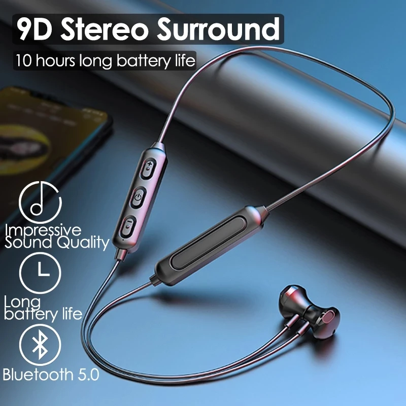 

Magnetic Wireless Bluetooth 5.0 Earphones Neckband Stereo Sports Headset Handsfree Earbuds Headphones With Mic For All Phones