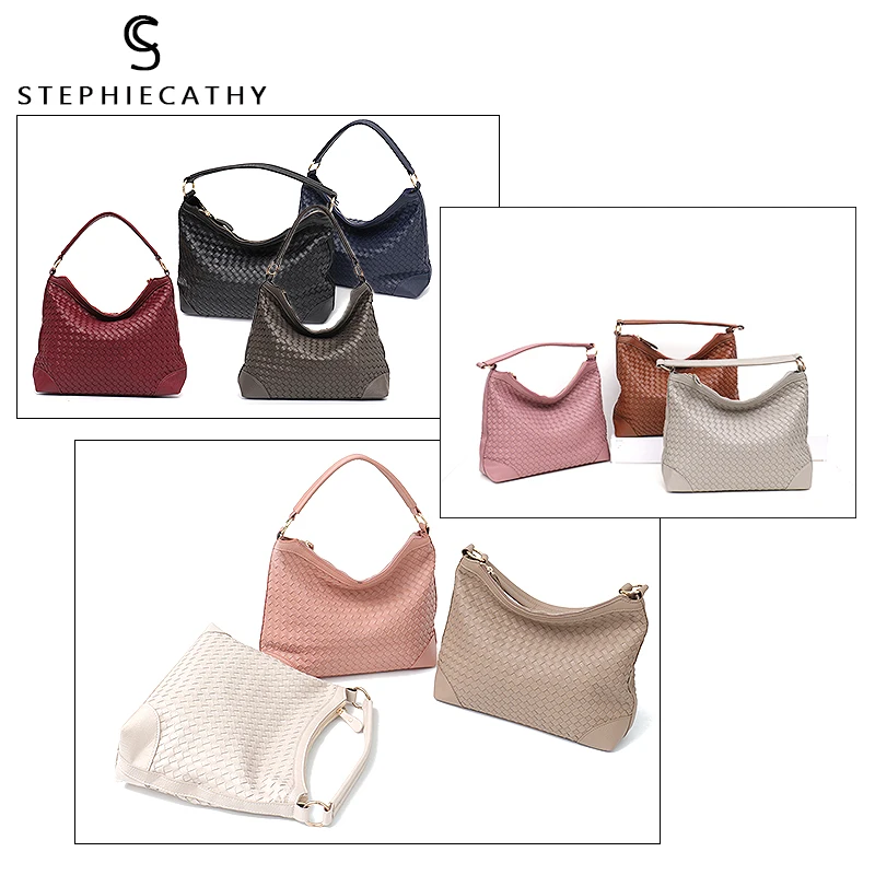 Модная Роскошная плетеная Дамская Сумочка Хобо из искусственной кожи SC