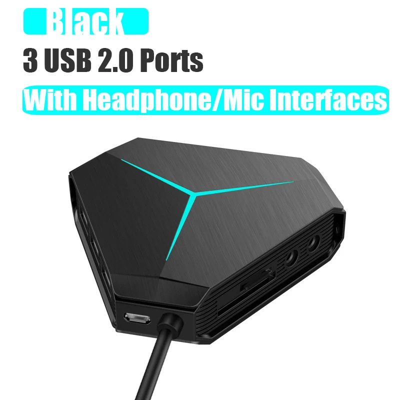 Мульти USB 3,0 концентратор USB разветвитель устройство для чтения карт SD TF с микрофоном Интерфейс высокая скорость 6 портов концентратор для ПК Компьютерные аксессуары - Цвет: BK with Sound card