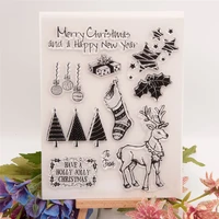 new cling stamp of sock leaf star merry christmas deer stant tree scrapbooking paper diy card clear seal transparent ink stencil