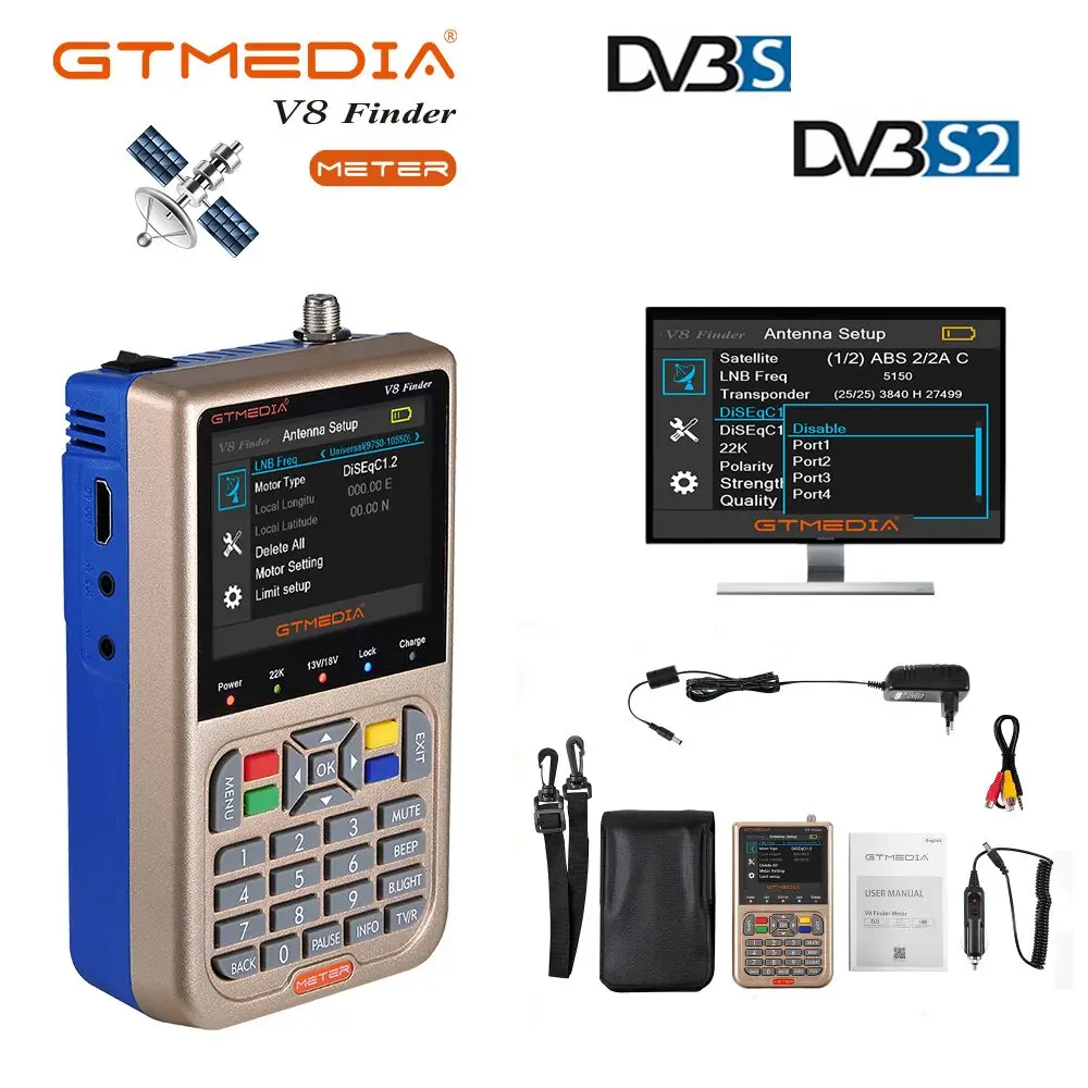 GTmedia V8 Finder DVB S2/S2X спутниковый счетчик искатель satfinder лучше чем freesat v8 SAT WS 6906 6916