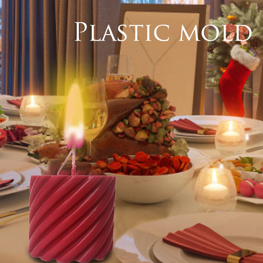 

DIY Candle Mold Handmade Craft Round Spiral Scented Candle Plastic Mold For Paraffin Wax Candles Making Tool