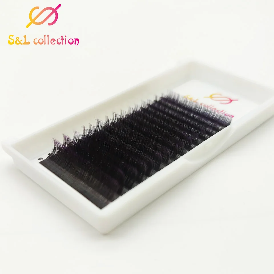 Ресницы для наращивания норковые 16 рядов макияжа Омбре цвет фиолетовый красный