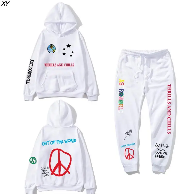 

Astroworld THRILLS AND CHILLS Hoodies Plus pants Autumn Streetwear Pullover Travis Scotts Young Men Women FashionHip Hop Printin