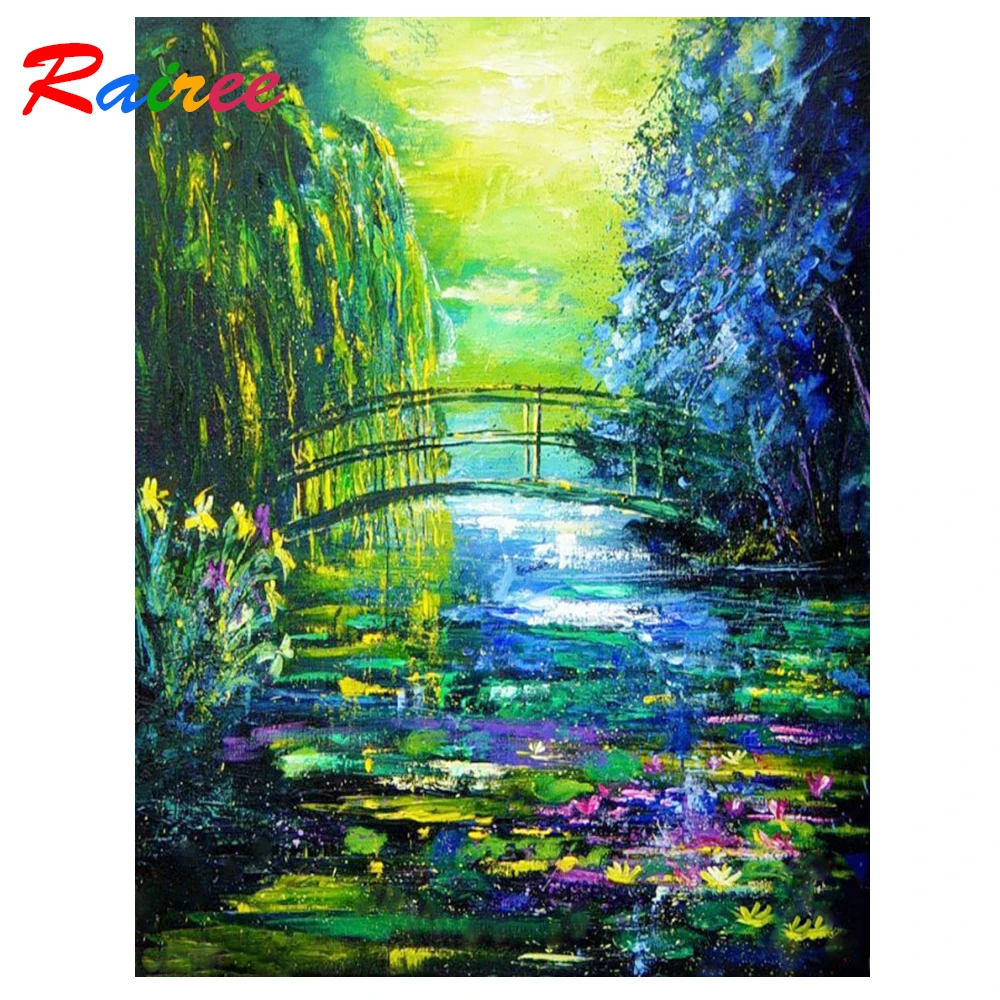 Картина Monet с изображением живописи Мост над водой алмазная 5D мозаика сделай сам