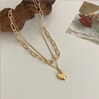Модные многослойные ожерелья-подвески KAPLAN CENTER для женщин, Золотое металлическое ожерелье в форме сердца, дизайнерская бижутерия, подарок