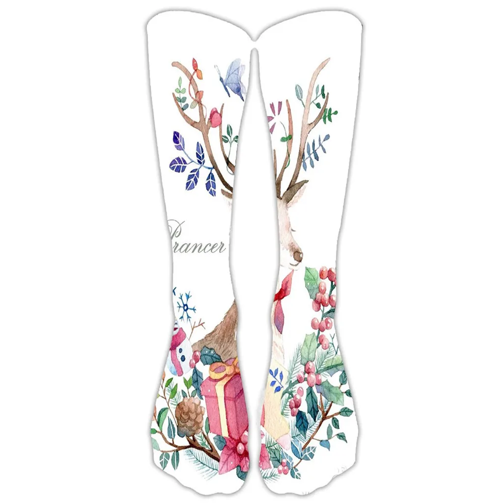 Женские Мужские носки повседневные деловые 3D Рождественские с Санта-Клаусом и