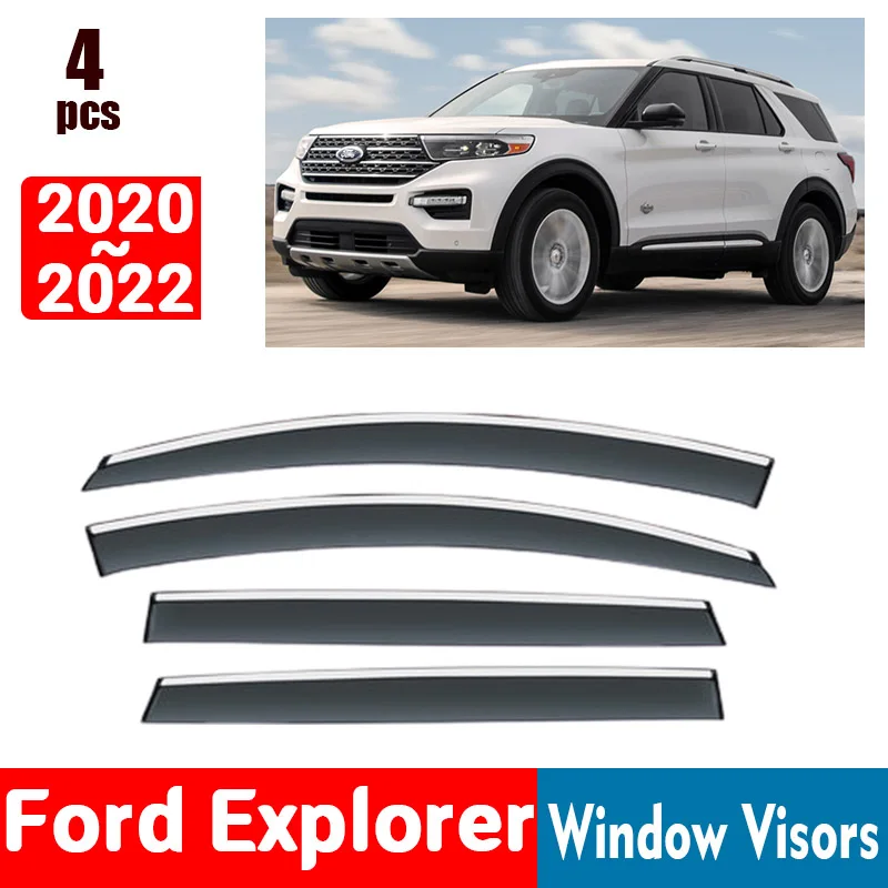 FOR Ford Explorer 2020-2022 Window Visors Rain Guard Windows Rain Cover Deflector Awning Shield Vent Guard Shade Cover Trim