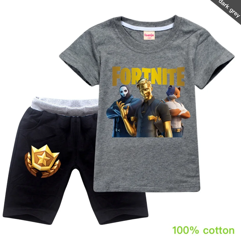 Детская одежда Fortnites комплекты одежды для детей 100% хлопок летняя рубашка с
