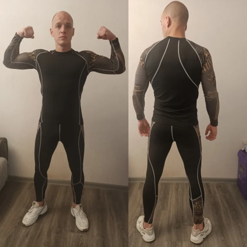 Thermal Underwear Plus Size Men Compression Leggings Keep Warm Shirt High Quality Brand Men's Fitness Clothing Winter Long Johns