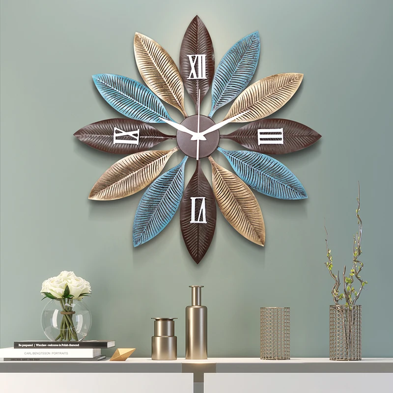 Creative Metal Wall Clocks Hanging Ornaments Crafts Decoration Home Livingroom 3D Sticker Mute Clock Mural | Дом и сад