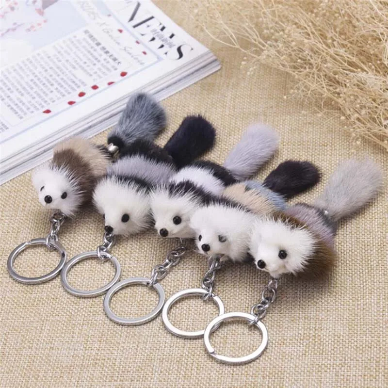 Милый пушистый брелок с бантом в виде короны и лисьим шариком кольца помпоном из