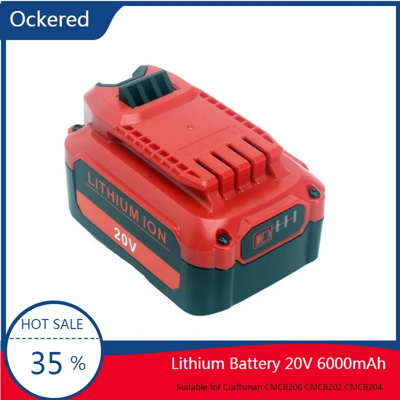 

Ockered 20V 6000mAh Electric Drill Lithium Battery Batteries for Craftsman CMCB206 CMCB202 CMCB204 (Only for V20 Series)