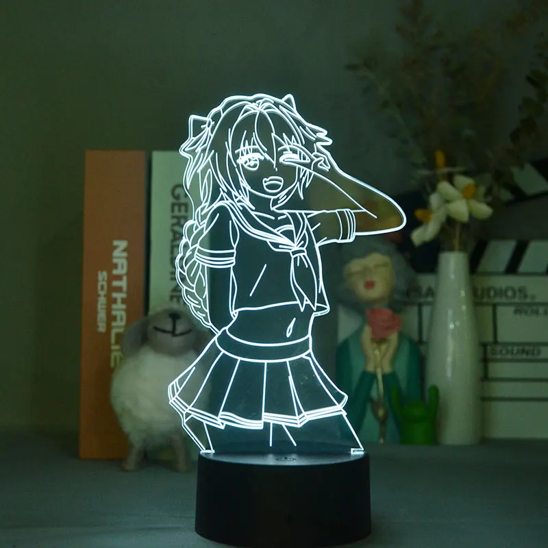 Fate Apocrypha Figurine Astolfo 3D Silhouettes Lighting Acrylic Desk Lamp Anime Light Art Deco Rider Of Black Manga Figure Gift