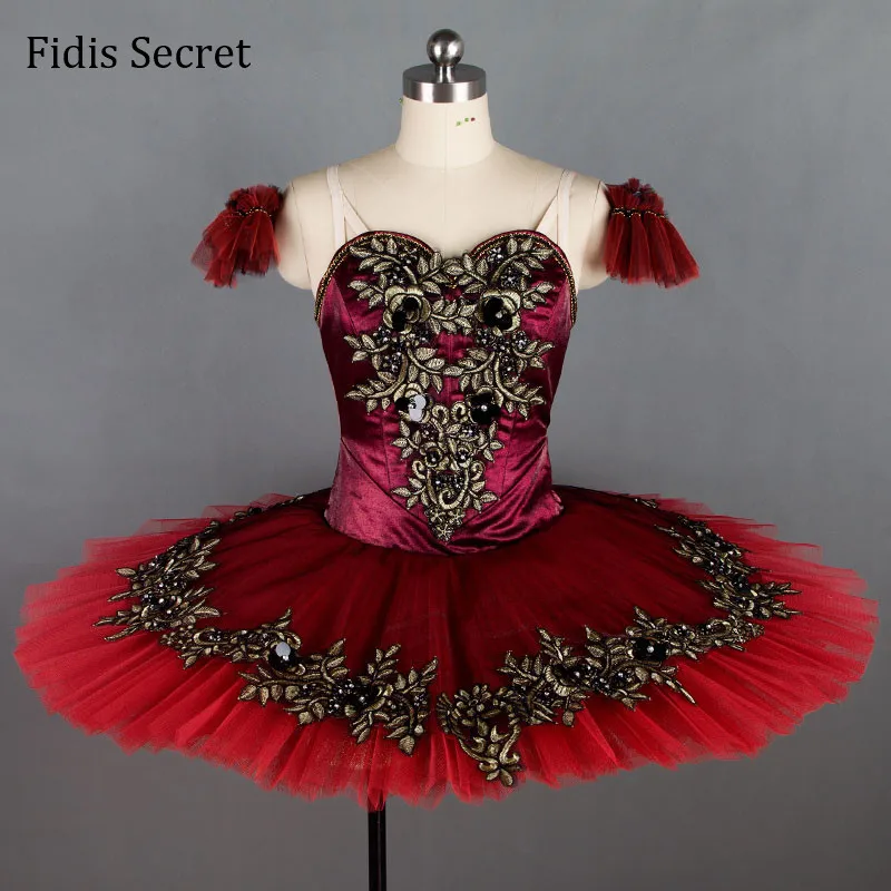 

Wine Red Classical Pancake Ballet Tutu Dress,Girls Concert Competition Stage Wear,Female Ballerina YAGP Raymonda Dance Costumes